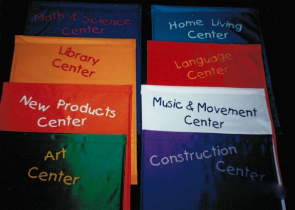 These banners in a school help lead kids in the right direction in a fun and friendly way.